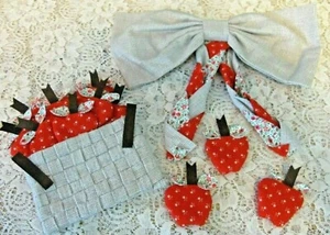 Bow, Apple Basket, Apples Handmade Cloth For Craft Crafts - Picture 1 of 12