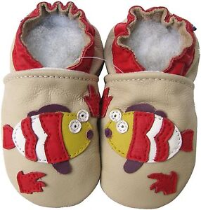 carozoo fish cream 12-18m soft sole leather baby shoes
