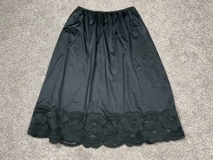 Vintage Lorraine Skirt Womens Large Black Satin Lace Whimsigoth Fairy A Line - Picture 1 of 7