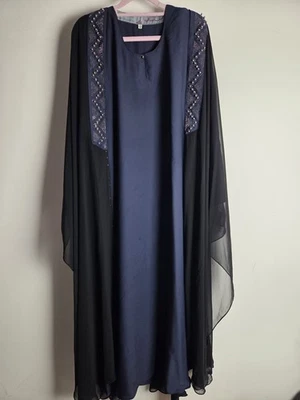 *Marcas* Damas Azul Kimono Abaya Maxi Islámico Talla 52 Foto 1 de 4