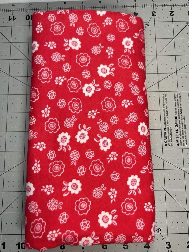 White Flowers Scattered Pink Flannel Joann Fabric 33”L X 41”W - Image 1 of 1