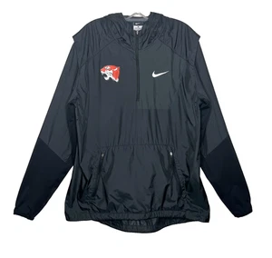 Nike Jacket Mens L Black Hooded 1/4 Zip Windbreaker Vented Lightweight Tiger - Picture 1 of 21