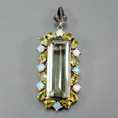 Joyería 35ct+ Colgante Amatista Verde Natural Plata de Ley 925/NP50701 Foto 1 de 4