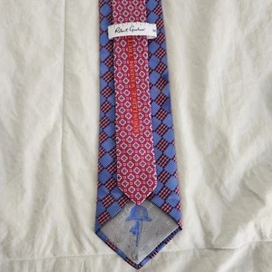 ROBERT GRAHAM Red/Blue Tie 100% Silk Made In USA Knowledge Wisdom Truth - Picture 1 of 8