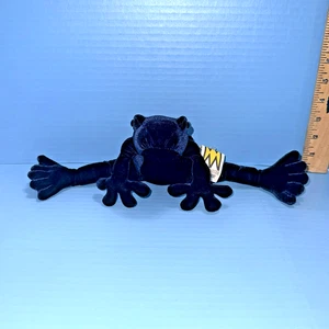 Vintage Manhattan Toy Company Sapphire Blue Frog 10" Plush Velour Velvet Tag - Picture 1 of 6
