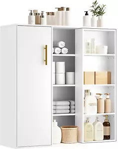 4-Tier Floor Cabinet, Kitchen Pantry Storage with Door and Adjustable Shelves, F - Picture 1 of 7