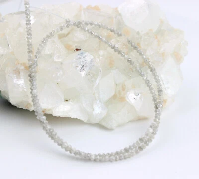 Diamante Collana Pietre Preziose Bianco Sfaccettato Rondella Scintillante Catena - Immagine 1 di 4