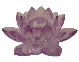 Porte-bougie lotus en cristal violet 4,5 pouces Feng Shui - Photo 1 sur 1