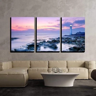 Wall26 - Lighthouse - Canvas Art Wall Home Decor - 16"x24"x3 Panels - Image 1 of 3