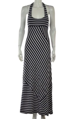Vestido DKNY Talla XP Pequeño Azul Blanco Rayas Maxi Halter Algodón Informal Foto 1 de 4