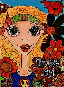 CHOOSE JOY Hippie Boho inspired Orig Design Art Greeting Card 5 x 7 Box of 10  - Picture 1 of 1