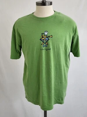 LIFE IS GOOD NWT Harmony Guitar Music Man Womens  TShirt NEW Sz Medium M Green - Image 1 of 4