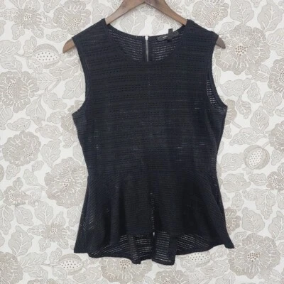 Camiseta sin mangas BCBGMaxAzria de encaje negra espalda cremallera completa para mujer L Foto 1 de 4