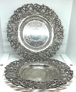 SPECTACULAR PAIR (2) SHREVE CRUMP & LOW OPEN WORK BOTTLE COASTERS FLORAL NO MONO - Picture 1 of 8