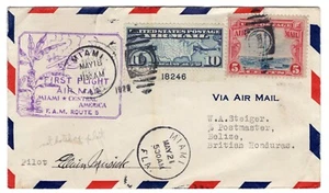 C11, C7 CAM 5-3a First Flight Miami - Belize Autographed Musick PAA Pilot 1929 - Picture 1 of 2