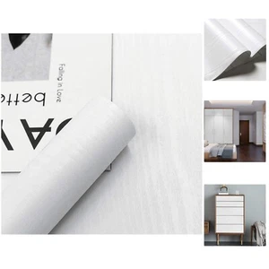 White Wood Grain Self-Adhesive Wallpaper - Easy to Install, Real Wood Appearance - Picture 1 of 8