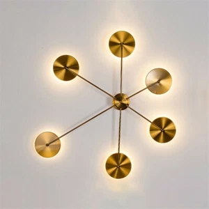 Modern Golden Sputnik Design Wall Sconce Light Metal LED Wall Lamp Living Room - Picture 1 of 12