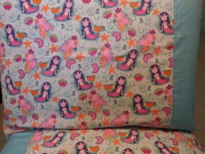 Fish people pattern 100% new Cotton handmade Pillowcase one pair - Picture 1 of 4