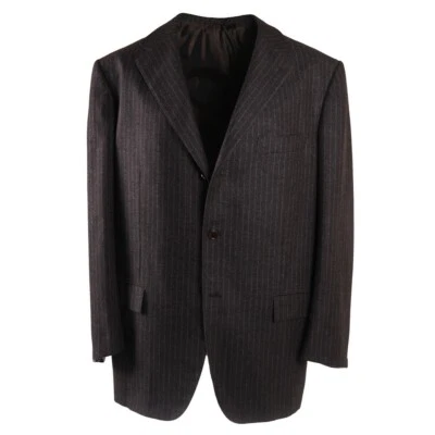 Kiton Napoli Slim-Fit Brown and Gray Chalk Stripe Cashmere Suit US 50R (Eu 60) - Image 1 of 4