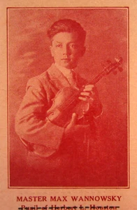 Vintage Child Violin Prodigy Pasadena CA Card Max Wannosky 12 Year Old 1910-20s - Picture 1 of 4