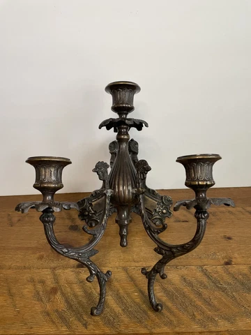 Vintage Brass Wall Sconce Candelabra 3 Candle 12’ VERY HEAVY Cover
