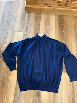 PETER MILLAR CROWN SOFT COTTON-SILK-CASHMERE QUARTER ZIP SWEATER- MS21S01 NAVY - Image 1 of 4