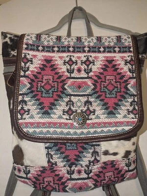 Cowhide Back Pack Pink & Blue - Image 1 of 4