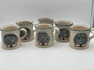 Three Rivers Pottery - Apple Tree - Coffee Mug - Vintage 1991 - Set Of 6 - Picture 1 of 4