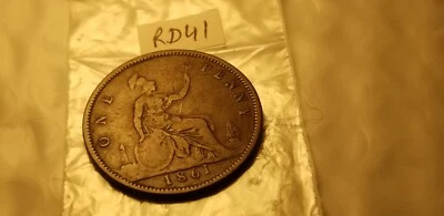 Moneda de un centavo Gran Bretaña 1861 Idrsd3. Foto 1 de 2