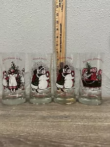 4-Vintage Holly Hobbie Glasbecher 1970er Jahre "Happy Ways Hellen The Holidays" - Bild 1 von 4