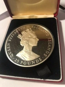 1985 Falkland Islands 25 Pounds .925 Silver Proof #914 - Picture 1 of 4