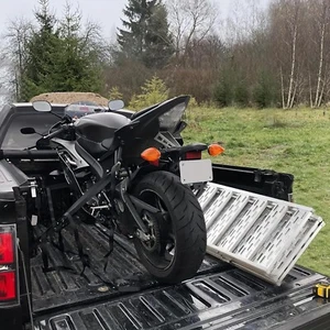 76x50" Tri-Fold Aluminum Motorcycle Tractor ATV/UTV Ramps,1500lbs, W/Load Straps - Picture 1 of 7