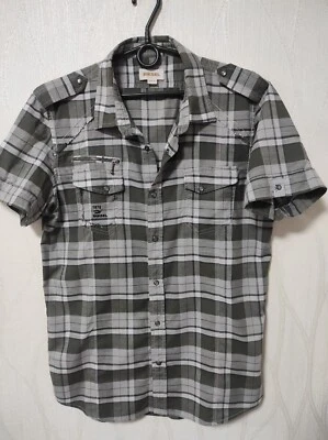 Diesel Vintage Grey Checked Short Sleeve Mens Shirt Size L - Image 1 of 4