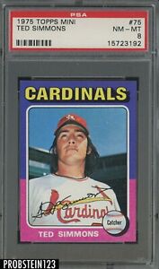 1975 Topps Mini #75 Ted Simmons St. Louis Cardinals HOF PSA 8 NM-MT