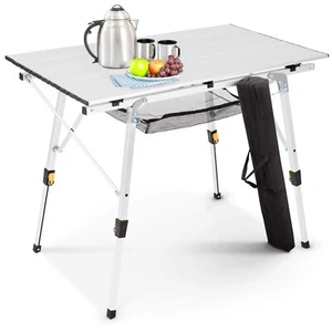 AREBOS Mesa de camping 120 x 70 cm mesa rodante aluminio mesa plegable exterior - Imagen 1 de 15