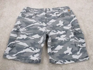 Carhartt Shorts Men 42 Gray Camo Cargo Pocket Relaxed Workwear Camouflage 42x10 - Picture 1 of 11