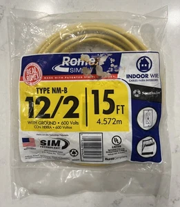 Cable interior Southwire Romex SIMpull 12/2 tierra 12 pies casi nuevo-b - Imagen 1 de 4