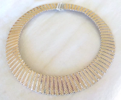 Collar Italia Pesado 14K Multi Oro Malla Flexible Malla - 60.8 gms, 17.3 pulgadas Foto 1 de 4