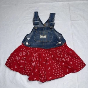 OshKosh B'Gosh Niñas Pequeñas 9M Denim Overal Bandana Vestido Paisley Western - Imagen 1 de 6