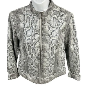 Ruby Rd Women’s Jacket Size 10 Snakeskin Print Black White Grey - Picture 1 of 8