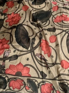 SMITHSONIAN ART NOUVEAU SCARF 1995 -Green, Pink & Red Lotus - Picture 1 of 6