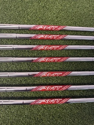 2025 True Temper AMT Tour RED .355" Taper Tip Steel Iron Shafts S300 Pulls - Image 1 of 4