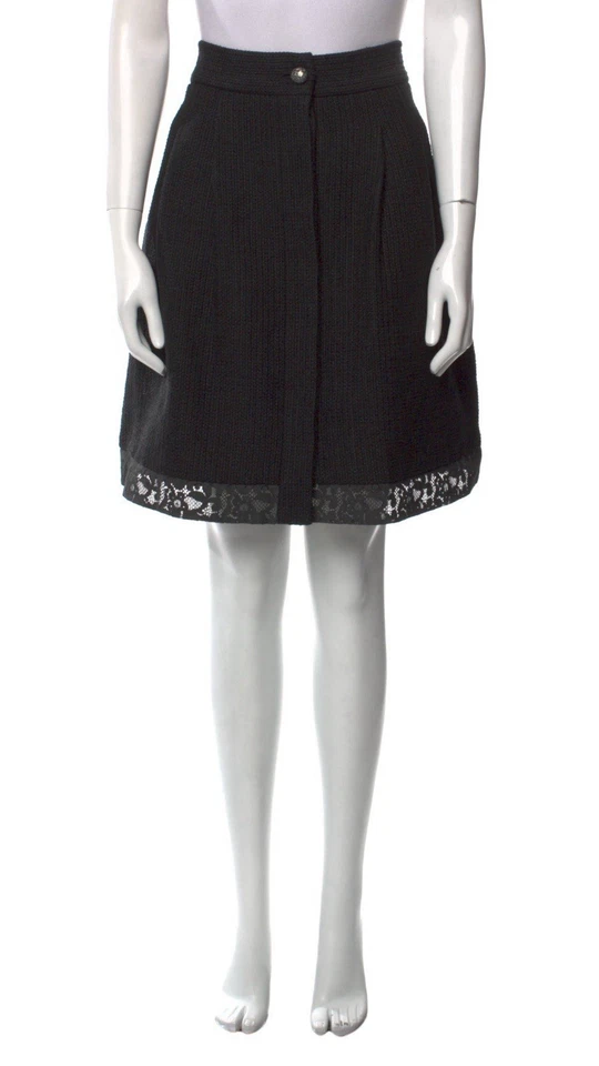 Chanel black lace skirt made in France Size: L | US10, FR42 Est. Retail $1,755.0 - Image 1 of 4