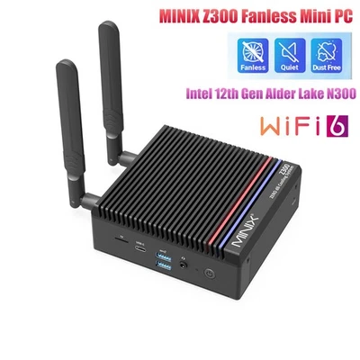 MINIX Z300 Fanless Mini PC, Intel N300 16GB 512GB SSD Win 11 WiFI6 Desktop 4K HD - Image 1 of 4