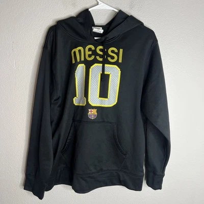 Sudadera con Capucha Grande para Hombre FC Barcelona Lionel Messi #10 Pullover Negro Manga Larga Usada en Excelente Condición Foto 1 de 4