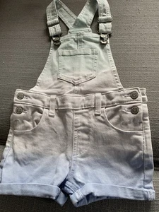 Girls Shorts Dungarees M&S Age 3-4years Graduated Colours Blue/Pink/Green - Picture 1 of 3