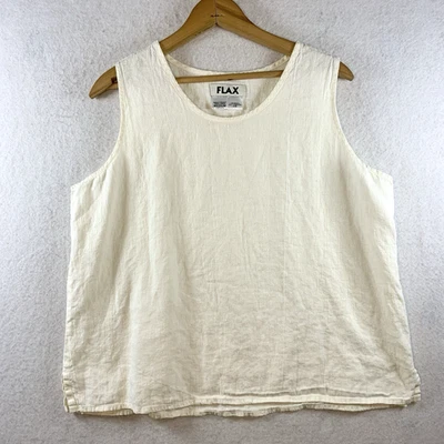 Top cuadrado FLAX para mujer 100 % lino talla S blanco de gran tamaño Lagenlook Boho Coastal Foto 1 de 4