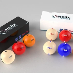 Juego de 3 bolas de billar Helix Vision PBA 2025 rojo azul negro oficial - Imagen 1 de 4