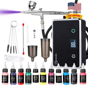 Kit de aerógrafo inalámbrico con compresor, gatillo de doble acción, manguera de 70", 20-32 PSI - Imagen 1 de 6