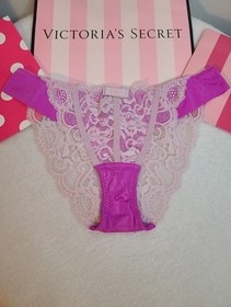 VTG VS Very Sexy Satin Lace Corset Style Cheekini Panty Size Lg Purple